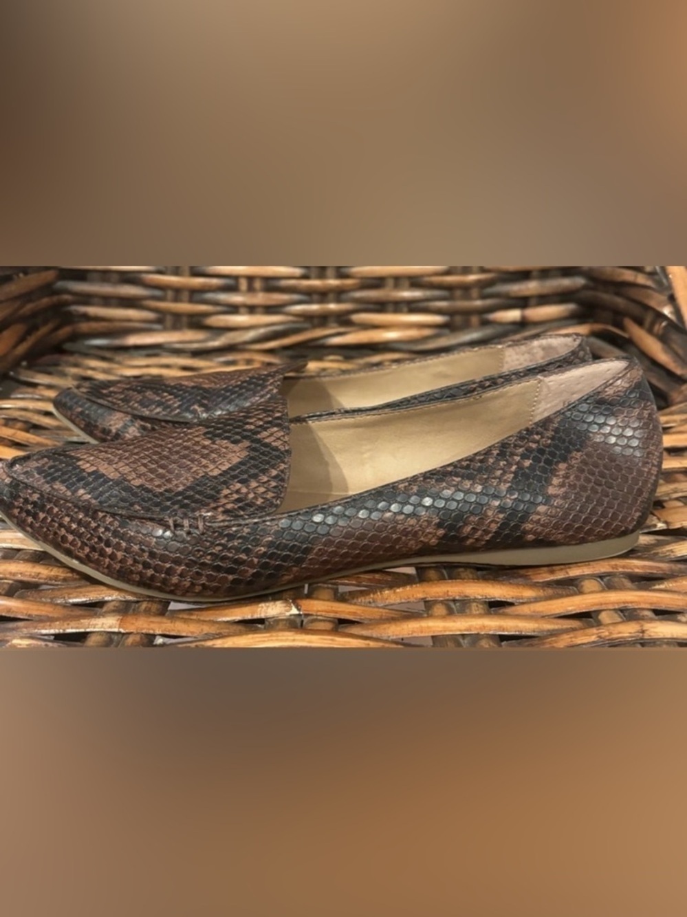 Steve Madden Feather Brown Snakeskin Loafers in size 7. Great condition - Picture 2 of 16
